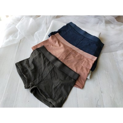 Eco-Friendly Modal Cotton Classic Women's Boxers | Block Button Front Elastic Waisted | High Waist Hip Wrap Women Underwear