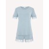 Summer Lace Modal Sleepwear | Short Sleeve Comfortable Ice Silk Casual Home Wear | Lace Trim Pajama Short Set