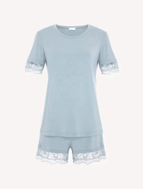 Summer Lace Modal Women's Sleepwear | Short Sleeve Comfortable Ice Silk Casual Home Wear | Lace Trim Pajama Short Set