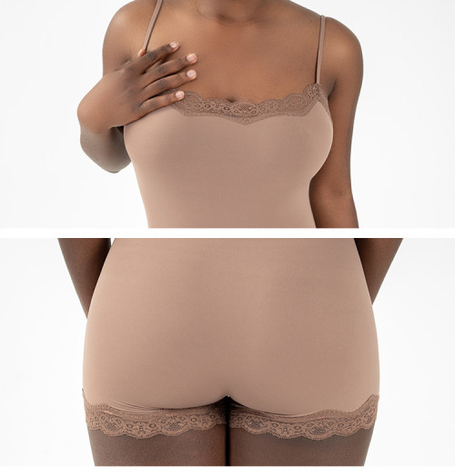 Basic Casual Sports pink Jumpsuit | Lace Patchwork square Neck | Womens Yoga Wear Shapewear