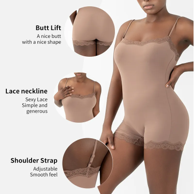 Basic Casual Sports pink Jumpsuit | Lace Patchwork square Neck | Womens Yoga Wear