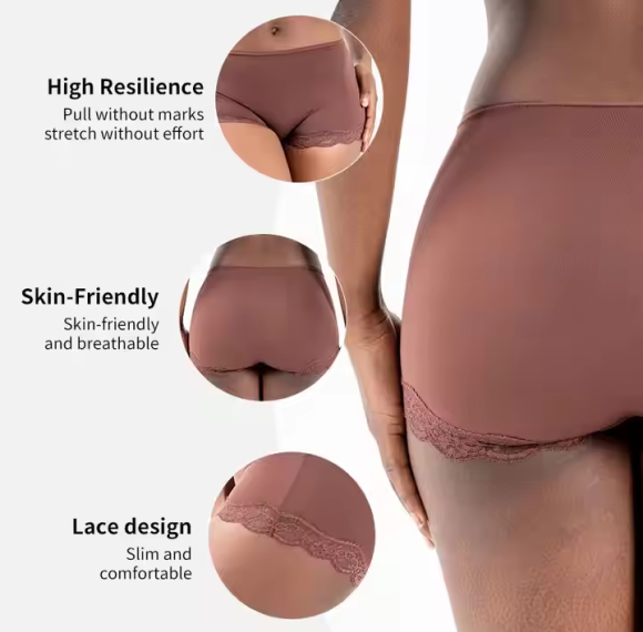 Shorty en dentelle douce pour femme | Sous-vêtement sexy taille moyenne à haute élasticité | Respirant, doux et confortable pour un usage quotidien