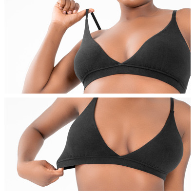 Women's Inbarely Triangle Bralette | Comfortable Unlined V Neck Bra | Wireless Smoothing Bra Top Stretch