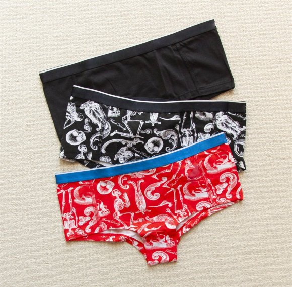 Women Low-Rise Small Boxer Shorts | Sexy 100% Cotton | Punk Skull Briefs Underwear