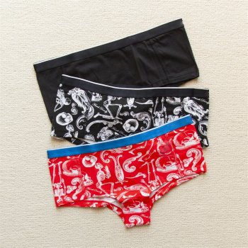 Women Low-Rise Small Boxer Shorts | Sexy 100% Cotton Briefs | Punk Skull Briefs Underwear