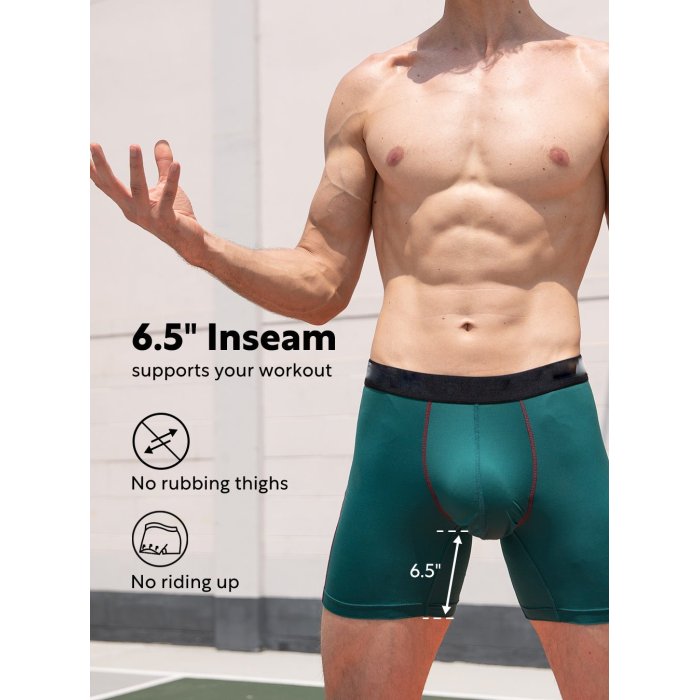 Quick Dry Athletic Boxer Briefs | Dual Pouch Underwear | Moisture Wicking Breathable