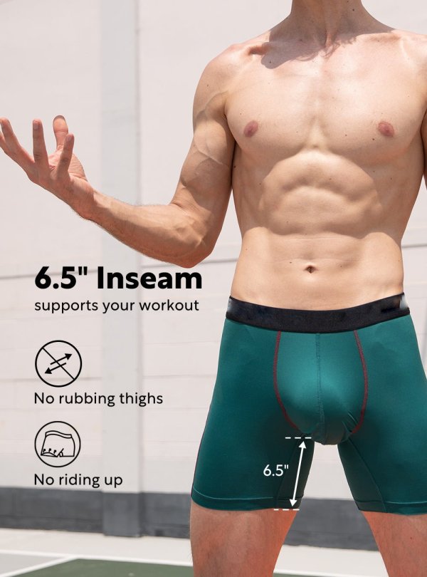Quick Dry Men's Athletic Boxer Briefs | Dual Pouch Underwear | Moisture Wicking Breathable