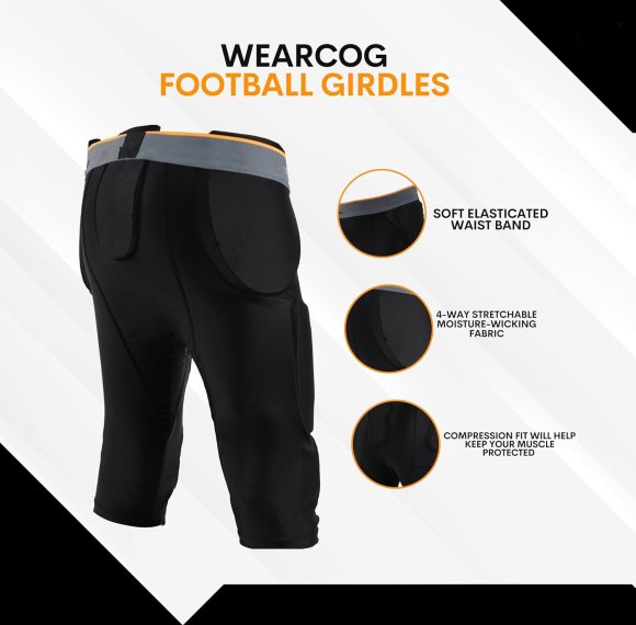 Football Girdle Shorts Underwear with Pads For Men's & Boy's | 7 Padded Integrated Football Pads with Hip | Thigh Pads And Cup Pocket