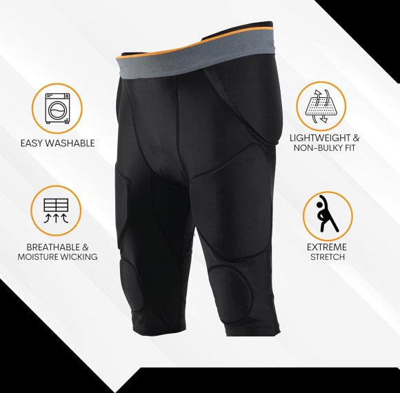 Football Girdle Shorts Underwear with Pads For Men's & Boy's | 7 Padded Integrated Football Pads with Hip | Thigh Pads And Cup Pocket