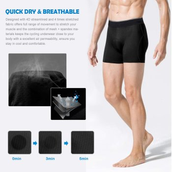 3D Padded Bike Cycling  | Mens Long Underwear Short | Quick Dry Breathable Mesh