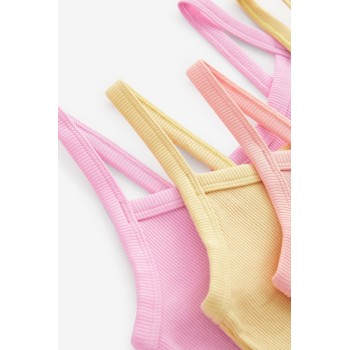 Multi Pastel Cami Cropped Girls' Vest | Spaghetti Strap Ribbed Knit | Sleeveless Casual Basic Cami Top