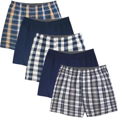 Classic 100% Cotton Men's Boxers Shorts | Woven Mens Underwear | Comfortable Button-Fly Closure