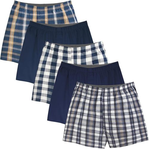 Classic 100% Cotton Men's Boxers Shorts | Woven Mens Underwear | Comfortable Button-Fly Closure