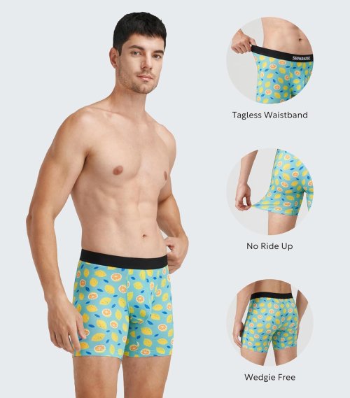 Men's Boxer Briefs Trunk Underwear With Pouch | Moisture Wicking Dual Pouch | Breathable Cool Rayon From Bamboo