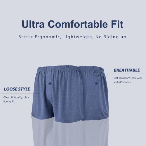 Men's Boxers Briefs Short | Soft Comfortable Casual Breathable Underwear | Button Open Fly