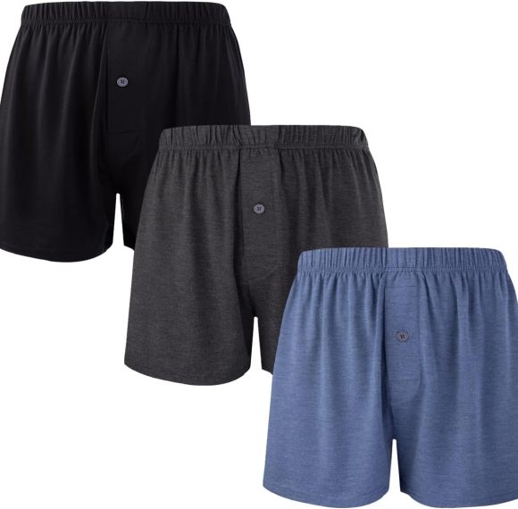 Men's Boxers Briefs Short | Soft Comfortable Casual Breathable Underwear | Button Open Fly