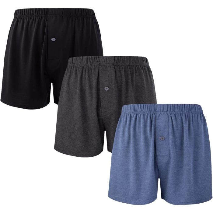 Men's Boxers Briefs Short | Soft Comfortable Casual Breathable Underwear | Button Open Fly