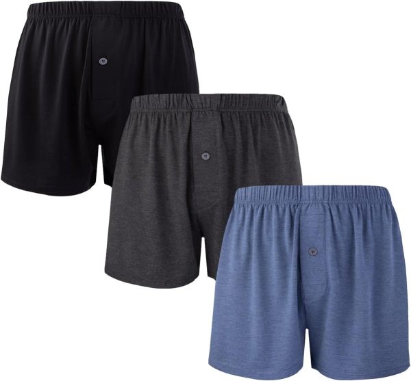 Men's Boxer Briefs Short | Soft Comfortable Casual Breathable Underwear | Button Open Fly