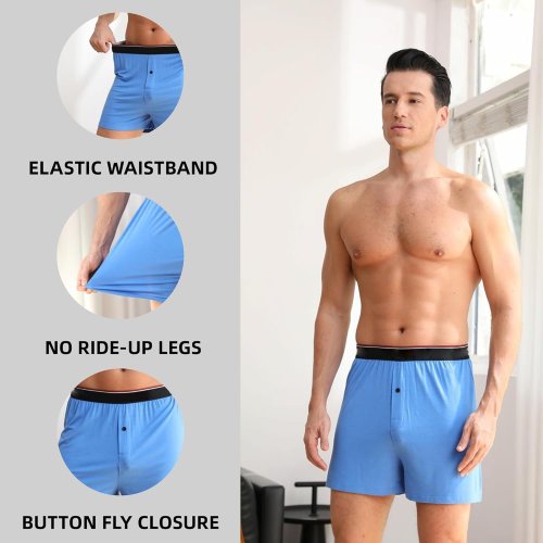 Men's Boxer Briefs Bamboo Rayon | Breathable And Cool Underwear | Button Open Fly