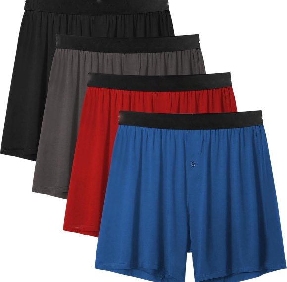 100% Cotton Men's Underwear Boxer Shorts | No Roll Waistband | Button-Fly Closure Boxers