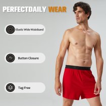 100% Cotton Men's Underwear Boxer Shorts | No Roll Waistband | Button-Fly Closure Boxers