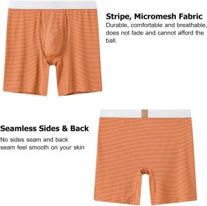 Mens Underwear Stripe Boxer Briefs | Moisture-Wicking | No Ride Up | 3d Contour Pouch