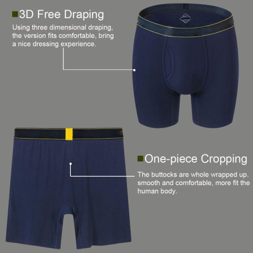 Men's Underwear Bamboo Viscose Boxer Briefs | Moisture Wicking | U-Pouch | Elastic Waistband