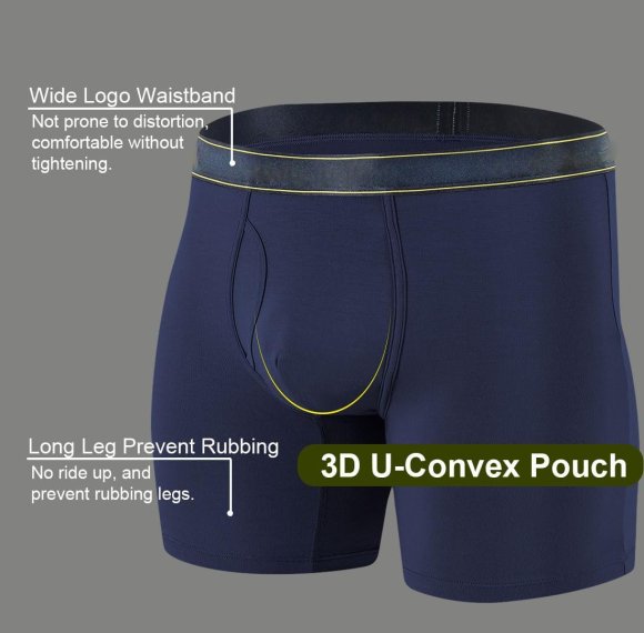 Men's Underwear Bamboo Viscose Boxer Briefs | Moisture Wicking | U-Pouch | Elastic Waistband