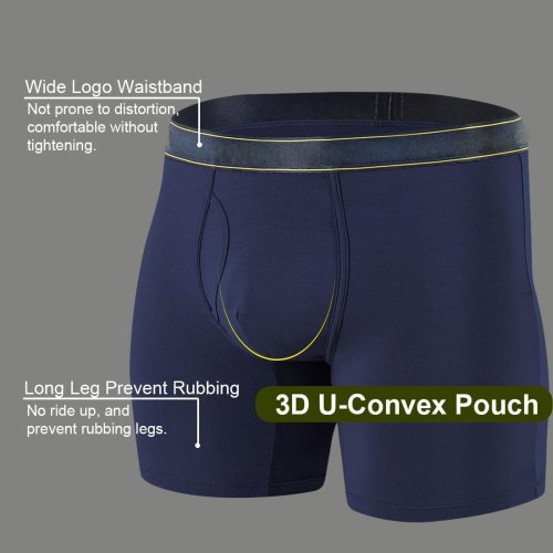 Men's Underwear Bamboo Viscose Boxer Briefs | Moisture Wicking | U-Pouch | Elastic Waistband