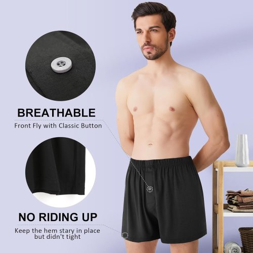 Men's Boxers Briefs Short | Soft Comfortable Casual Breathable | Placket Design Elasticity Waistband
