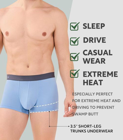 Mens Trunks Underwear | Soft Breathable Rayon Bamboo | No Fly Pouch | Tagless Reduce Chafing