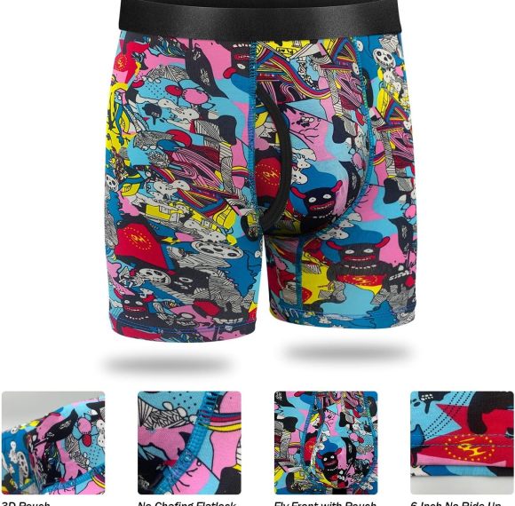 Men's Boxer Underwear Cotton | Comfy Breathable 6" Underwear | Tagless Wide Waistband