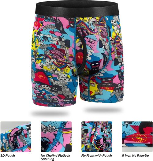 Men's Boxer Underwear Cotton | Comfy Breathable 6" Underwear | Tagless Wide Waistband