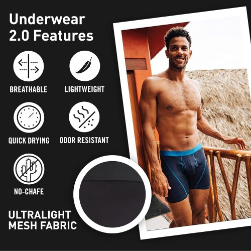 9 " Give-N-Go Sport Men's Boxer Shorts | Quick Drying | Ultralight Mesh Fabric | Low Rise Underwear