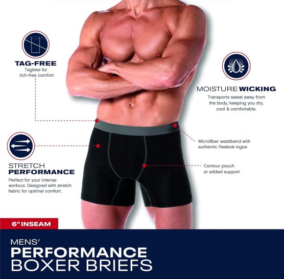 Men's Boxer Briefs | Long Leg Performance Boxers For Men | Big And Tall Mens Underwear