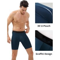 Men's Underwear Boxer Briefs | 8 Inch Long Leg | 3d U-Pouch Open Fly | Bamboo Rayon Breathable Underwear