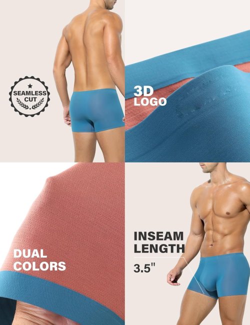 Men's Boxer Briefs | Breathable Dual Colors Seamless | Modal Mens Trunks Underwear