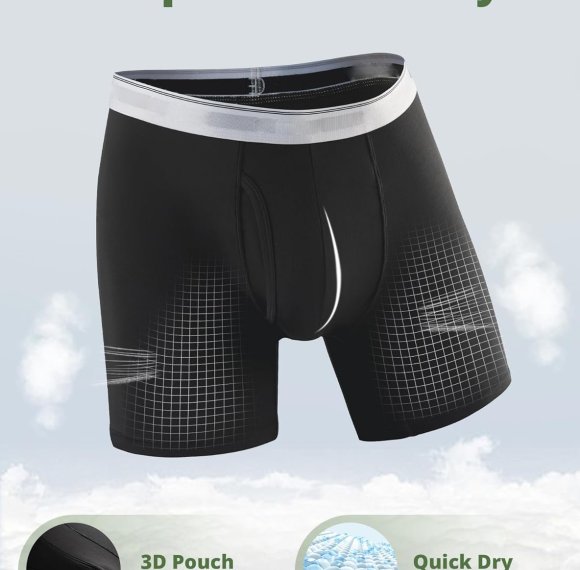 Men's Boxer Briefs Bamboo Rayon | Moisture-Wicking Underwear | 3D Pouch Support