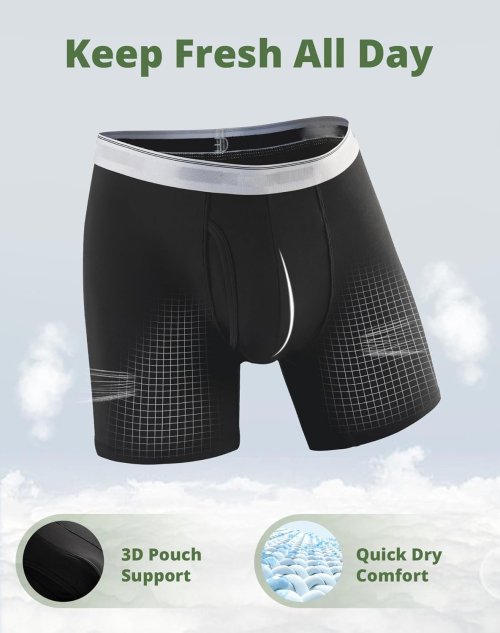 Men's Boxer Briefs Bamboo Rayon | Moisture-Wicking Underwear | 3D Pouch Support