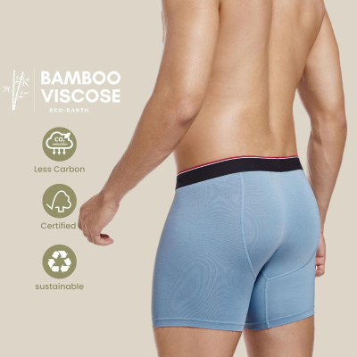 Mens Boxer Briefs 6 Inch | Moisture Wicking Underwear | Open Fly Bamboo Fabric