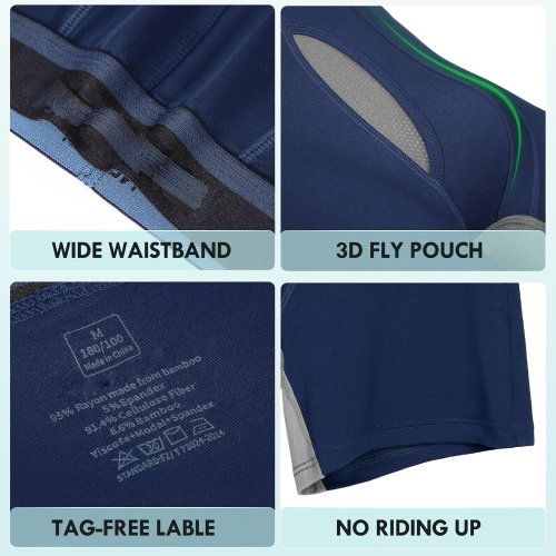 Mens Underwear Boxers | Bamboo Rayon Breathable Soft | Open Fly Pouch