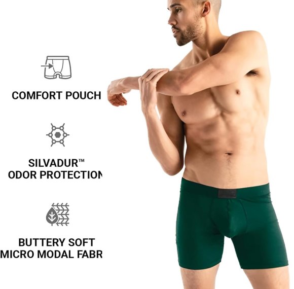 Men's Boxer Briefs with Pouch | Moisture-Wicking Breathable Modal Underwear for Men | Anti-Chafing | Odor Resistant