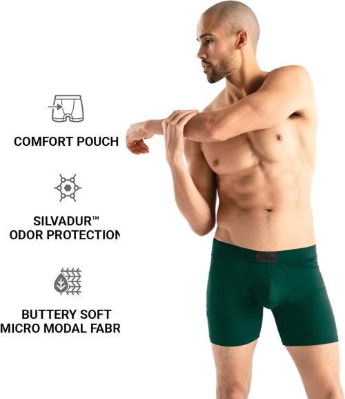 Men's Boxer Briefs with Pouch | Moisture-Wicking Breathable Modal Underwear for Men | Anti-Chafing | Odor Resistant
