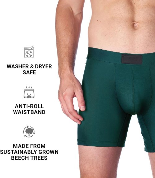 Men's Boxer Briefs with Pouch | Moisture-Wicking Breathable Modal Underwear for Men | Anti-Chafing | Odor Resistant