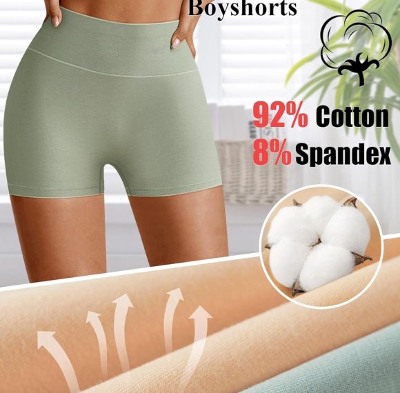 Boy Shorts Underwear for Women | High Waisted Panties | Women's Cotton Boxer Briefs | Full Coverage