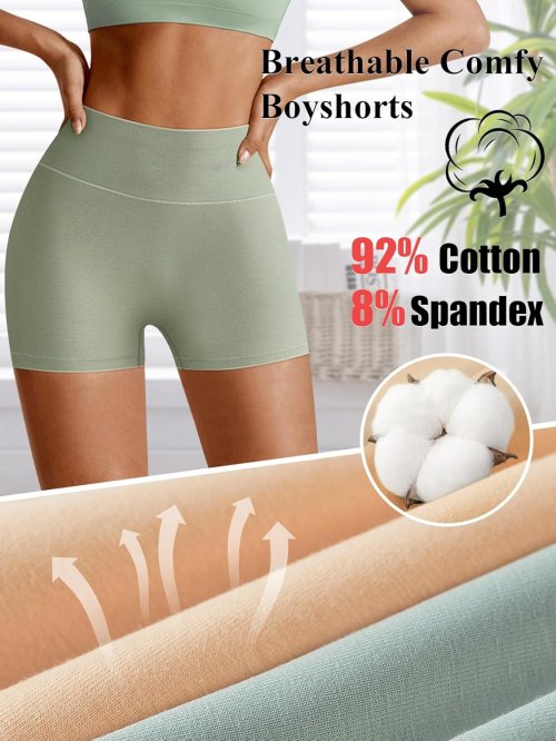 Boy Shorts Underwear for Women | High Waisted Panties | Women's Cotton Boxer Briefs | Full Coverage