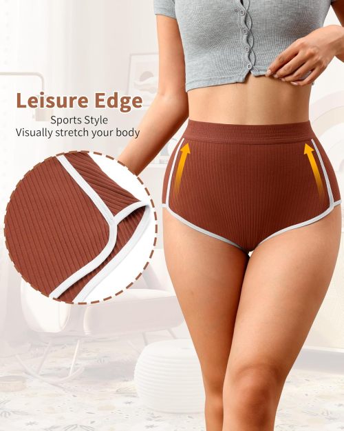 Womens Cotton Underwear Briefs | High Waisted Slight Tummy Control Panties | Soft Breathable Full Coverage Briefs