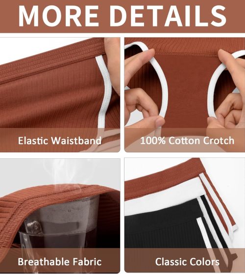 Womens Cotton Underwear Briefs | High Waisted Slight Tummy Control Panties | Soft Breathable Full Coverage Briefs