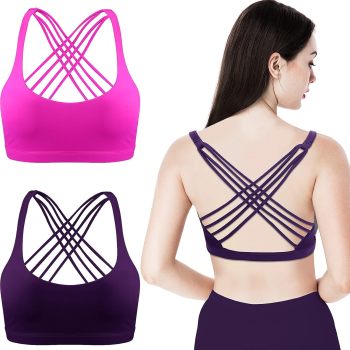 Women's Padded Sports Bra | Workout Strappy Tank Top | Sexy Cross Back Racerback | Comfortable Yoga Bra