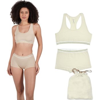 Organic Cotton Soft Women's Underwear Set | Boxer Briefs and Crop Top Racerback Bra Set | Panties In Gift Bag
